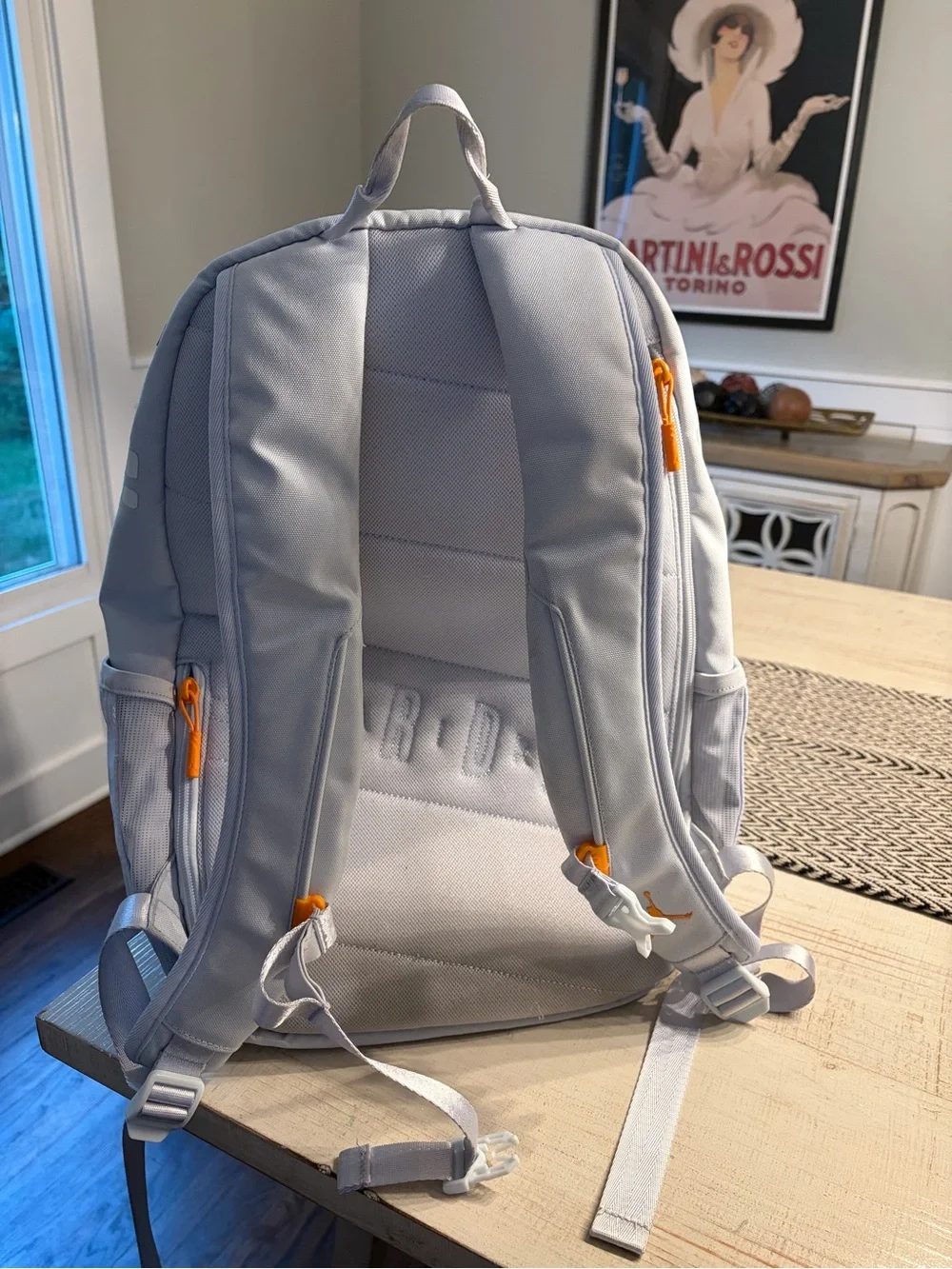 Jordan Light Gray Backpack with Orange Accents